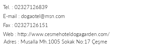 Hotel Doa Garden telefon numaralar, faks, e-mail, posta adresi ve iletiim bilgileri